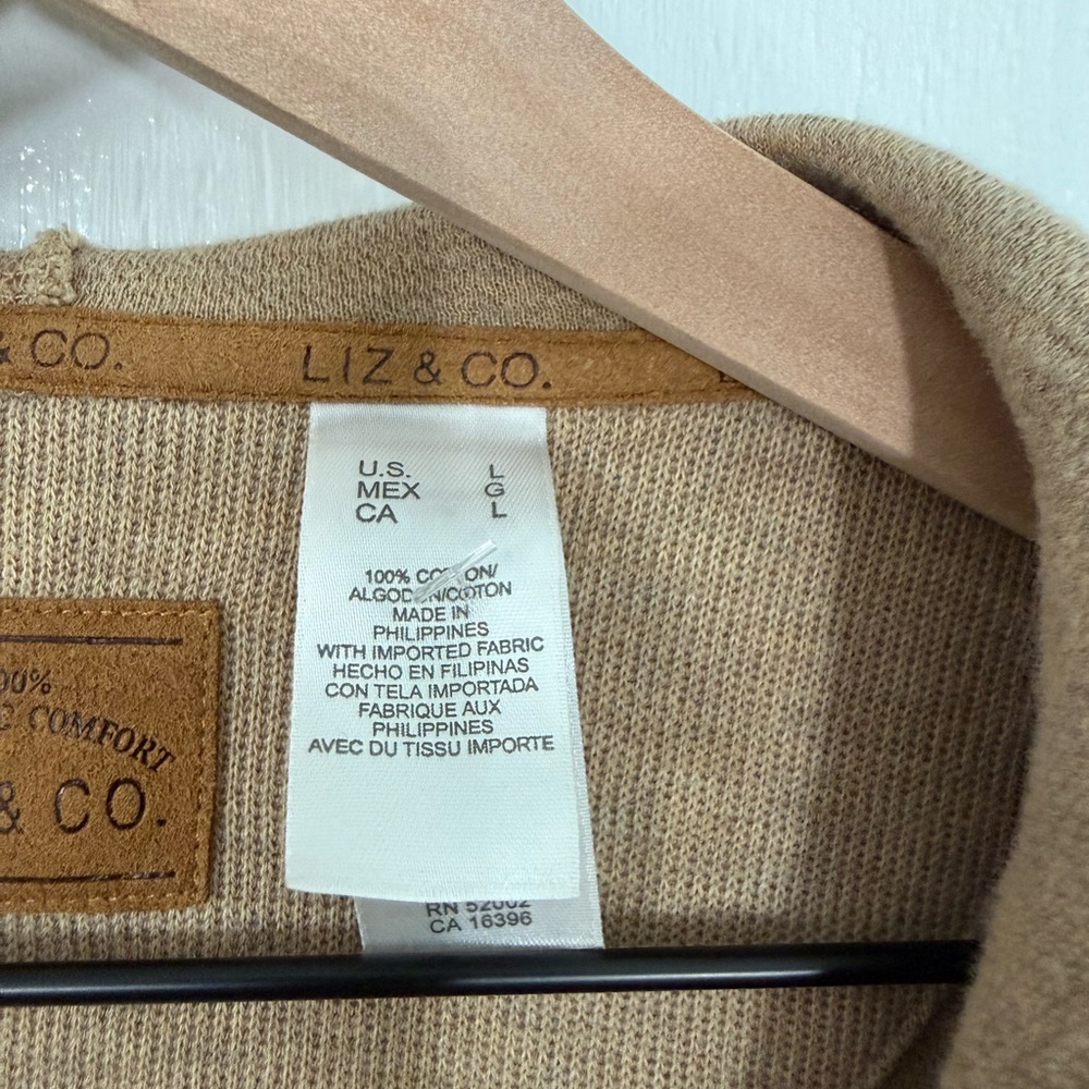 Liz & Co. Zip-Up Hooded Knit Jacket | 100% Cotton | Size L - Picture 5 of 6